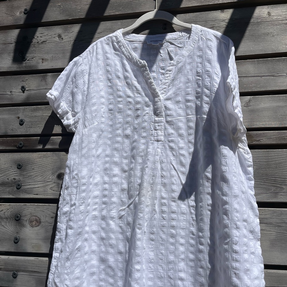 Beachlunchlounge White Textured Short Sleeve tunic/dress